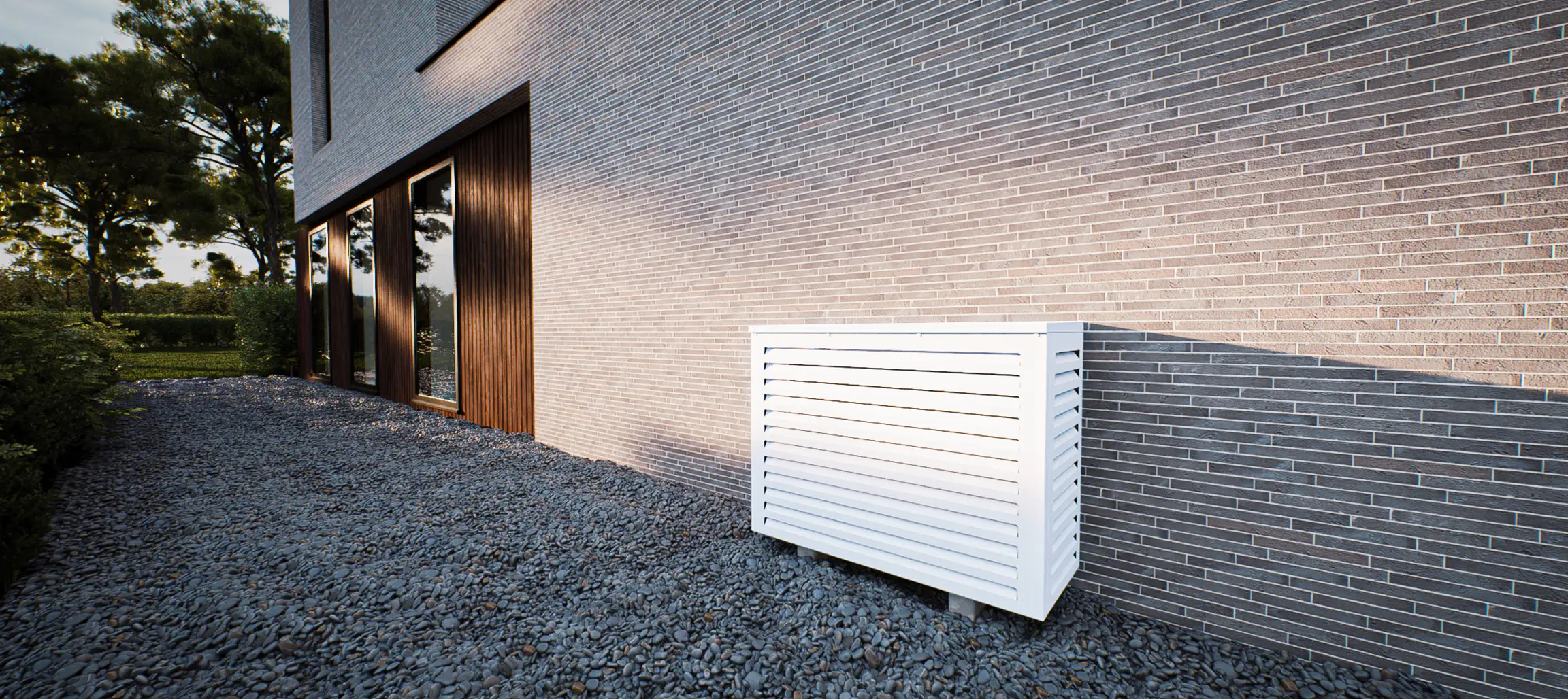 airco buitenunit met cover wit