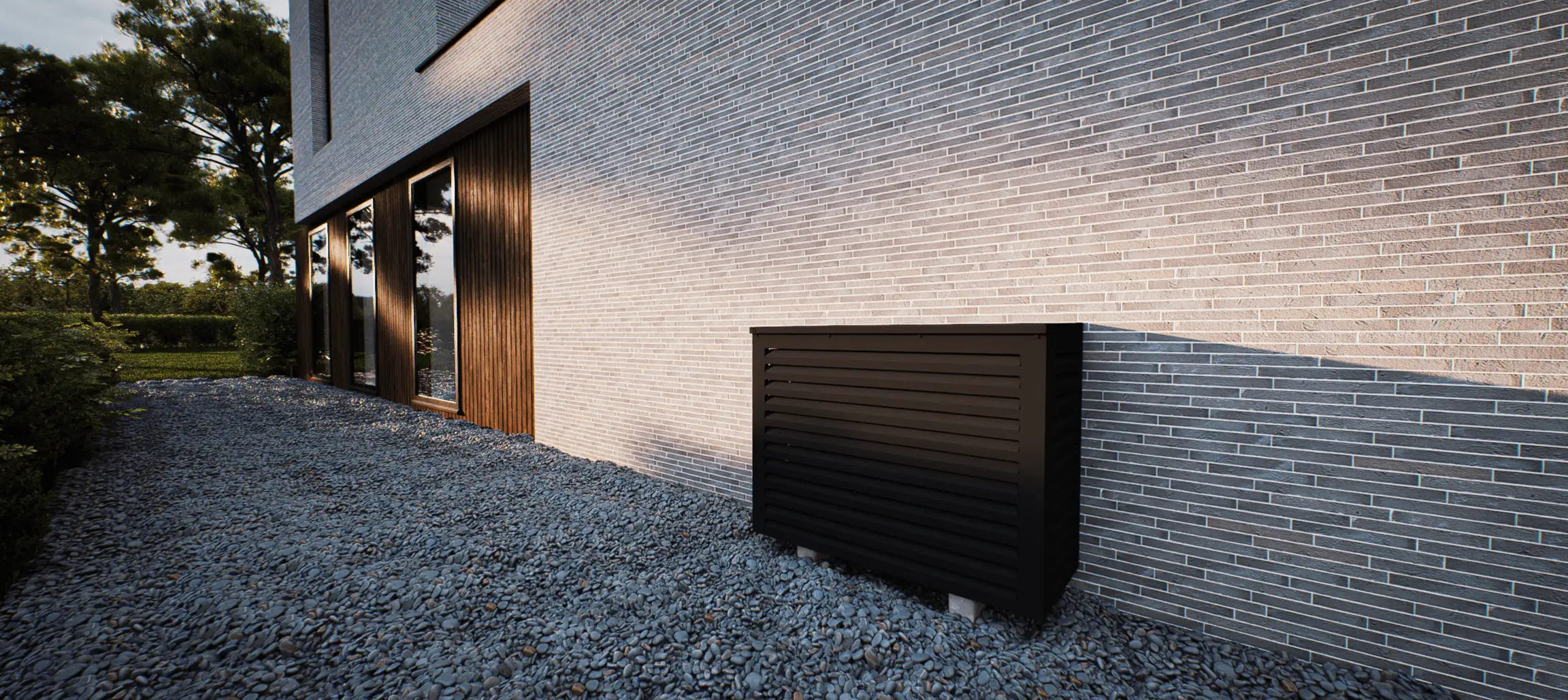 airco buitenunit met cover zwart